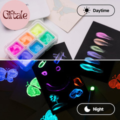 Glow in the Dark Jelly Gouache Paint Set, 6 Colors 23Ml, Jelly Cup Design, Trave