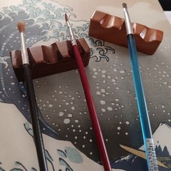 Paint Brush Rests Set Of 2. Beautiful Wood, Cedar And Walnut. Waterproof Beauty