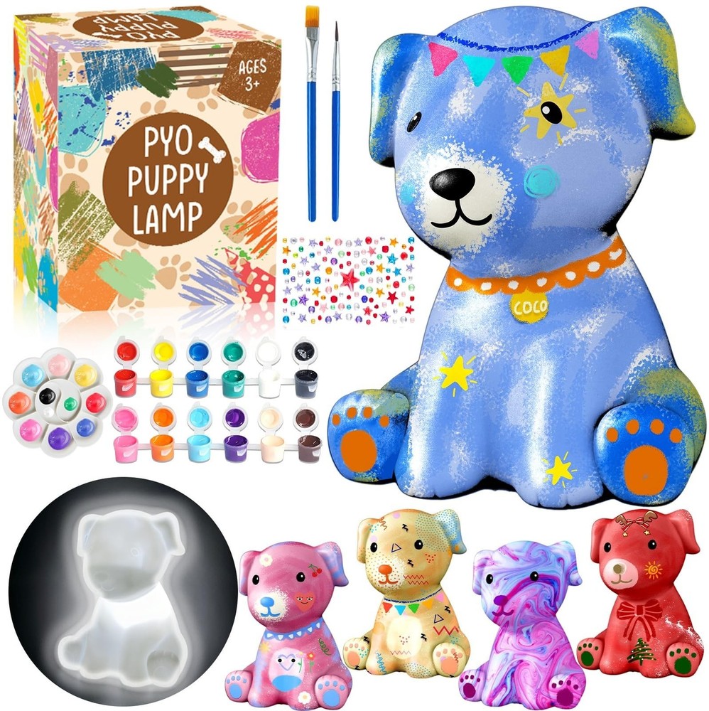 FUNZBO Paint Your Own Dog Lamp Kits – Easter Basket Stuffers, Arts and Crafts…