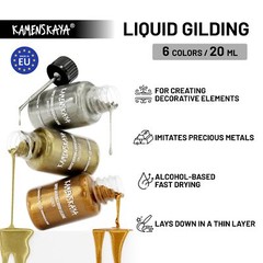 Liquid Gold Leaf Paint 0.68 fl oz Alcohol Based Fast Drying Rich Gold