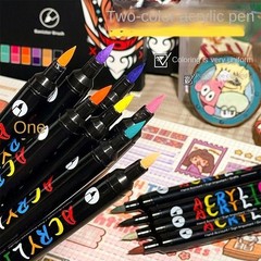 Professional Art Use 120-24colors Acrylic Paint Markers, Dual-tip Fine and Brush