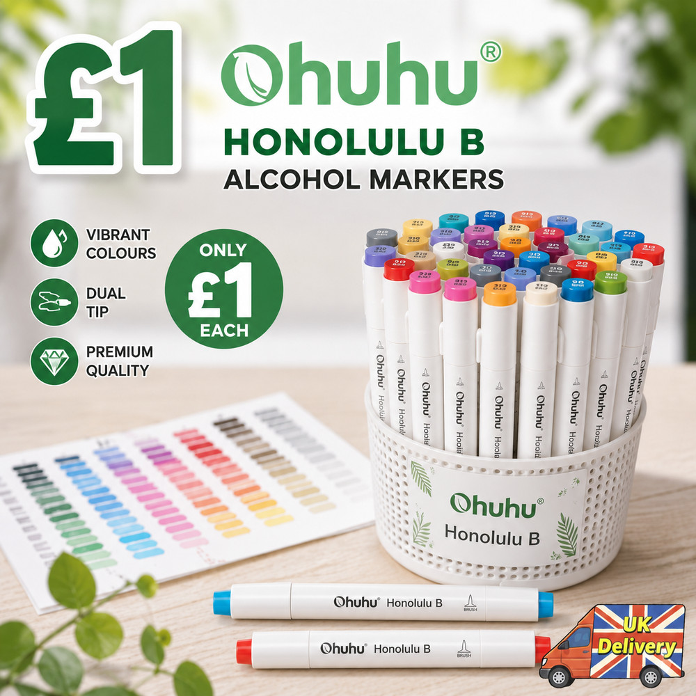£1 Ohuhu Honolulu B Markers mk2 – (Individual, Brush & Fine Tip)