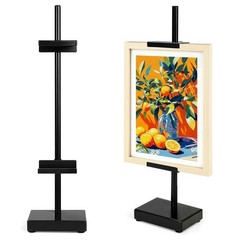 Adjustable Tabletop Easel Stand for Art & Photos, Holds Up to 17″ – Black Metal