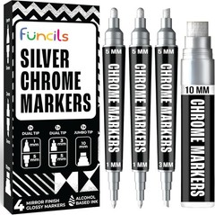 Liquid Chrome Marker – 4 Silver Chrome Paint Pen (1mm, 3mm, 5mm, 10mm) | Reflect