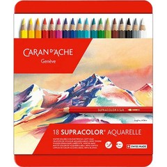 Caran d’Ache SUPRACOLOR Aquarelle Watercolor Pencils Box of 18 Colors