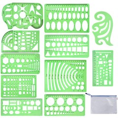 QincLing 11 Pieces Geometric Drawings Templates Stencils 28 cm x 21 cm, 4 Pcs