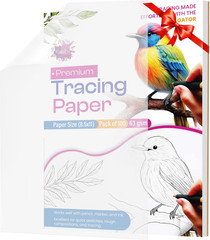 Tracing Paper 8.5 x 11 Inch – 100 Sheets 41lb/63gsm Trace Paper for Sketching, P
