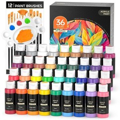 Acrylic Paint 25 Colors 60ml Bottles Vintage Pigment Art