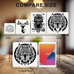 1set 4pcs 4 styles PET Hollow Out Drawing Painting Stencils for Scrapbook