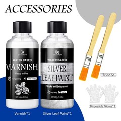 Liquid Silver Leaf Paint Kit – 3.53oz Ultra Shiny Quick Dry Metallic Gilding