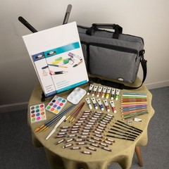 Deluxe Mixed Media Art Set 164 Pieces Easel Acrylic Paints Draw Pencils Brushes