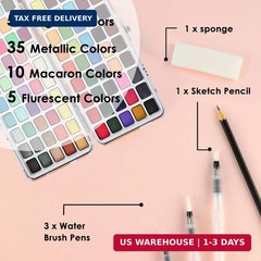 Grabie 100 Colors Watercolor Paint Set – 50 Regular, 35 Metallic, 10 Macaron and