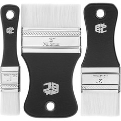 3-Pack Flat Paddle Paint Brushes with Nylon Bristles and Ergonomic Handle