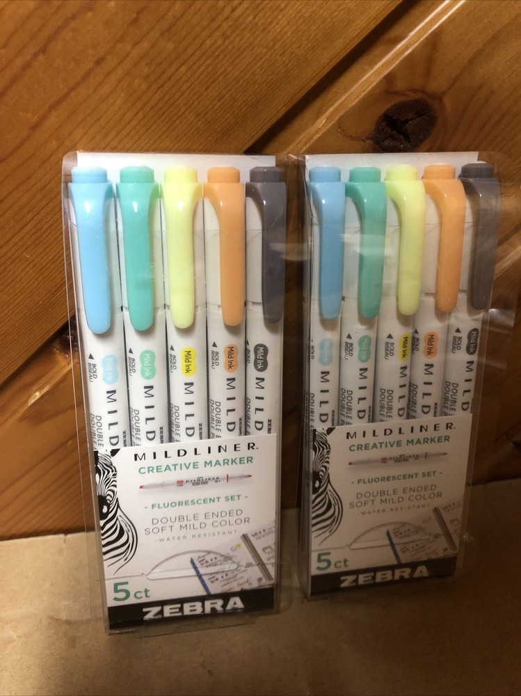 Lot Of 2 Pack Zebra Pen Mildliner Creative Marker 5pc Each Brand New