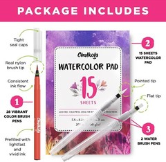 Chalkola Watercolor Brush Pens for Lettering, Coloring, Calligraphy – Set of 28