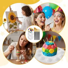 Paint Brushes Palette Set, 10PCS Black Paint Brushes & 3PCS Round Plastic Pai…