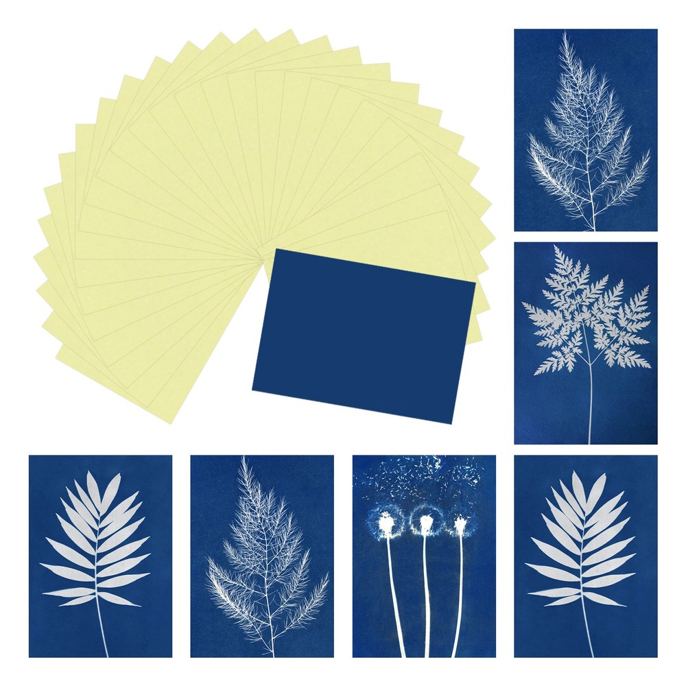 Cyanotype Paper,24 Sheet Sun Print Paper Yellow Crafts, 2.9×4.1″
