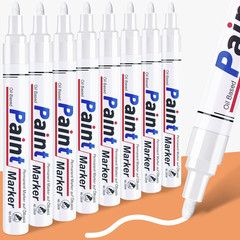 8 Marcadores Permanentes Blancos Base de Aceite para Metal Madera Plastico Roc
