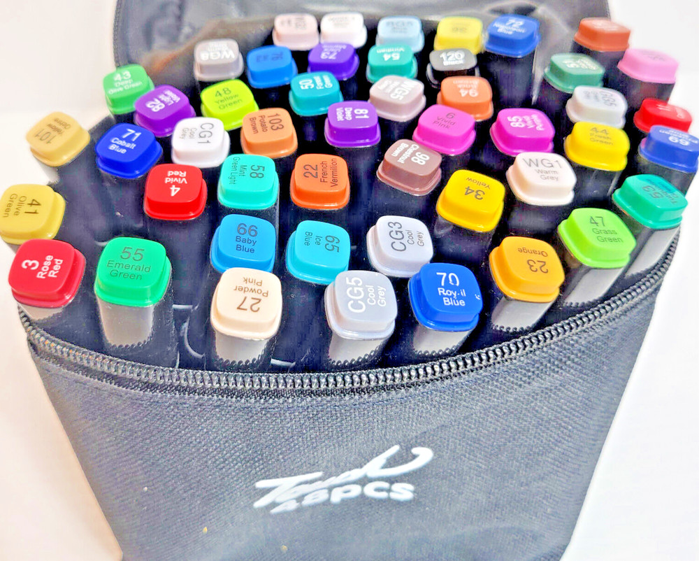 Touch Mika 48 Twin Tip = 96 Colors of Alcohol Graphic Marker Pens in Carry Case