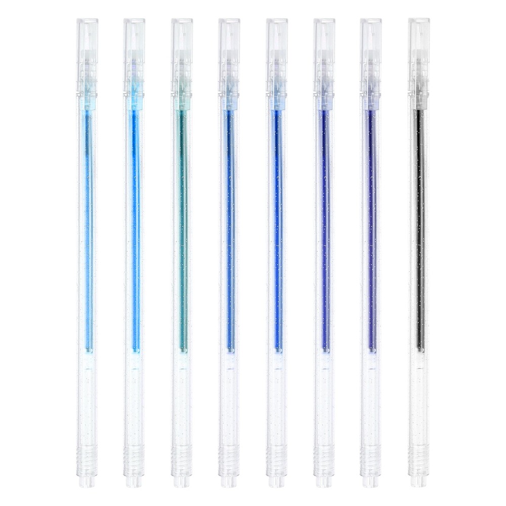 1 mm Glitter Gel Pens, 8 Pcs Fine Point Colored Gel Pens, Blue Series