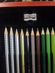 FABER-CASTELL COLORED PENCIL SET WITH MARKERS & OIL PASTELS IN WOOD BOX NO PAPER