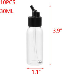 Plastic Jar Bottles Airbrush Paint Bottles 30ML Dual-Action Siphon Suction Feed