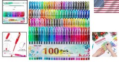 Glitter Gel Pens for Adults – 100 Colors, Fine Tips for Detailed Art Projects