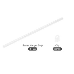 Poster Hanger Rail Poster Strip Bar 45cm/18″ Clear with Clips 4 Set