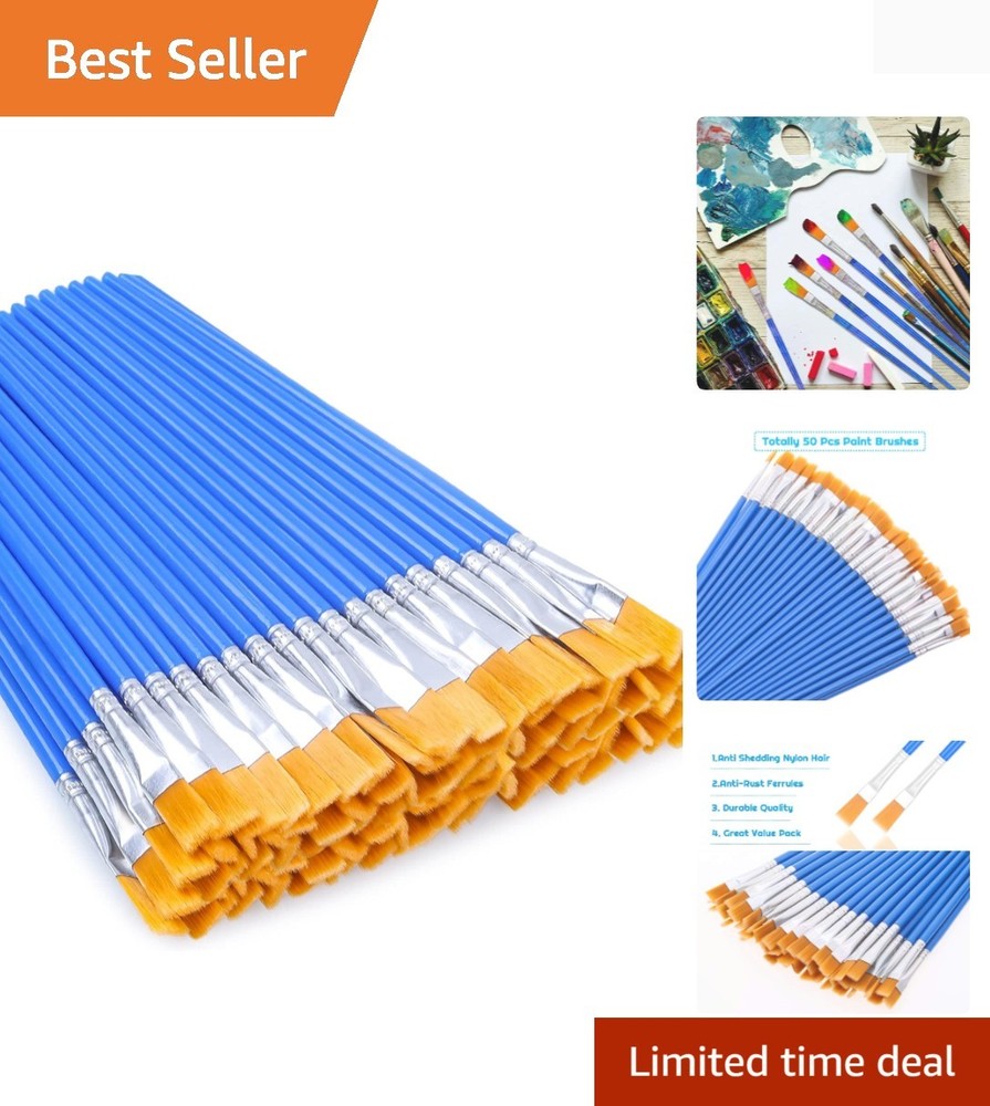 50 Pcs Flat Paint Brushes for Touch Up, Small Paint Brushes for Classroom Cra…