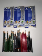 Graphic Pencil Lot- 36 New Staedler Norica W/ Derwent, Stabilo & Faber Castels