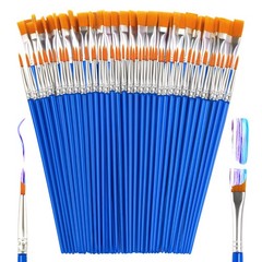 Small Paint Brushes Bulk, 110 Pcs Flat Tip Round Acrylic Paint Brushes for Ki…
