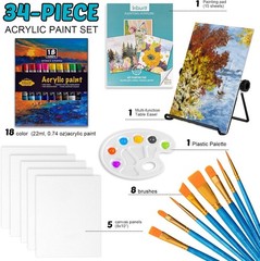 Art Paint Set for Kids, Painting Supplies Kit with 5 Canvas Panels, 8 Brushes, 1