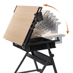Natural Drafting Table & Stool Se Adjustable Height W/ Drawers & Charge Station