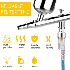 Dual Action Airbrush Kit with 0.2mm 0.3mm 0.5mm Nozzles, Air Hose & Quick Cou…