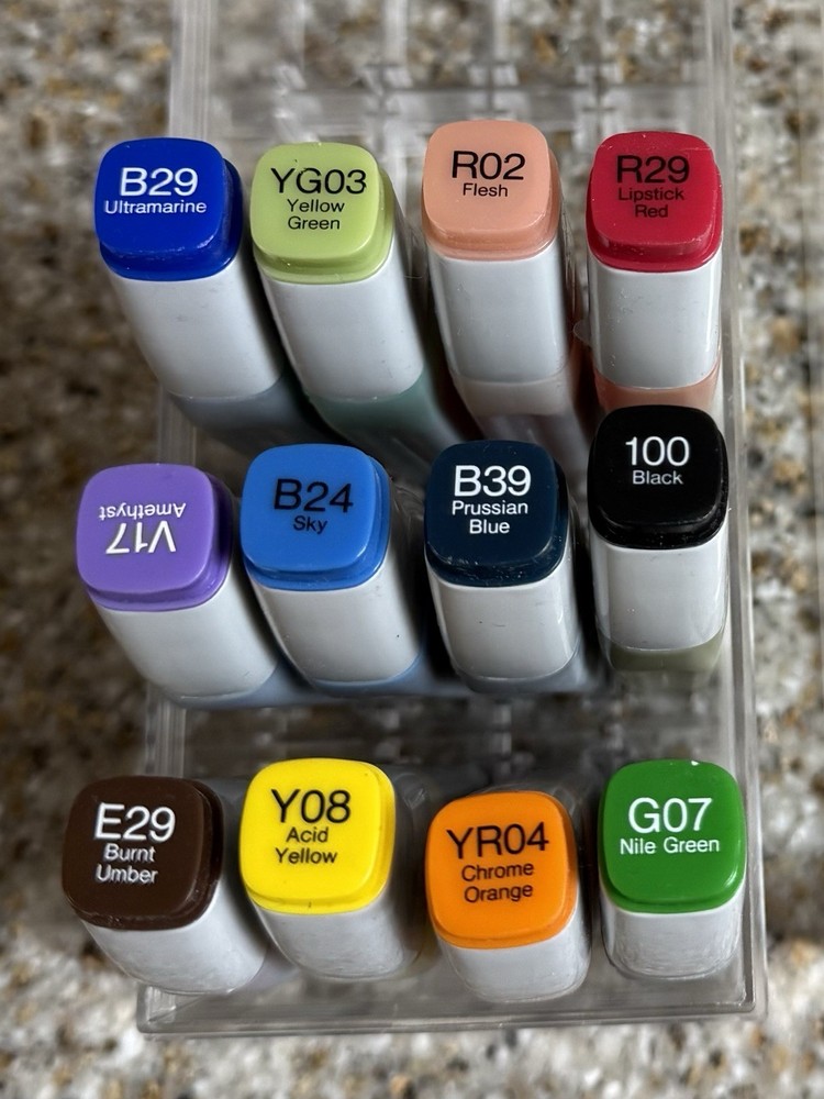 Set of 12 Copic Various Ink Refills Alcohol Markers Art Coloring Group Lot Used