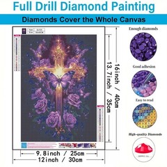 5D Golden Cross Diamond Art Kits for Adults 12×16 inches,