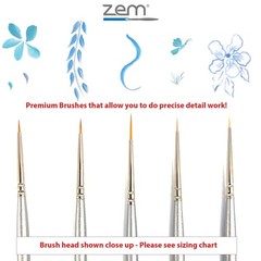 ZEM Brush Golden Taklon Mini Detail Set Liner 20/0, Small, Silver
