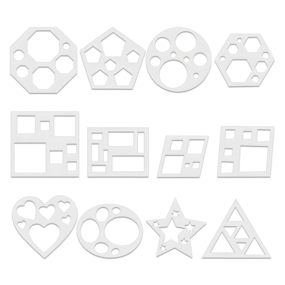 JJUNW 12 Pcs Drawing Stencil, Geometric Stencils Art Painting 5in, Beige