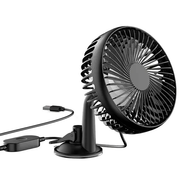Car Cooling Fan Portable Rotatable USB Vehicle Fan Backseat Clip Fan Dashboard W