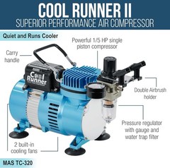 Complete Cool Runner II Air Brush Kit with Compressor, Paints & Learning Guide