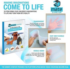 3Dmate Starter Transparent 3D Pen Mat 9×7 w/ Template Stencils Book