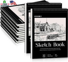 12 Pack Sketch Book, 8.5 X 11Inch Sketchbook, 68Lb/100Gsm Top Spiral Bound Sketc