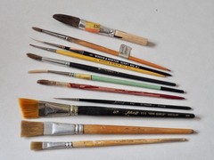 Vintage Artist Paint Brushes Lot M. Grumbacher NY Simmons White Sable Quill Sign