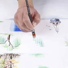 Professional Watercolor Brush Oval Tip Ergonomic Grip Watercolor Paint Brussh