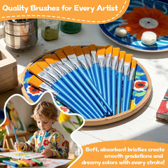 10 Pcs Flat Paint Brushes,1 Inch Craft Paint Brushes, Large Acrylic Paint Brush
