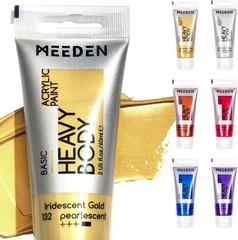Metallic Acrylic Paint Set: 6 Colors Metallic Paint Tubes 2oz / 60ml – Thick …