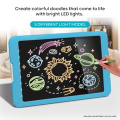 Discovery Neon Glow Drawing Easel w/ 6 Color Markers, Built-in Kickstand/Wall…