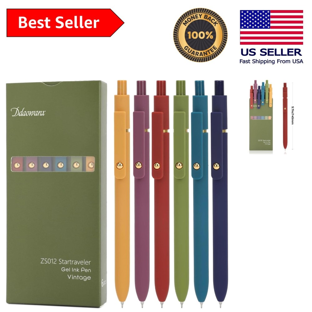 6 Pcs Fine Point Gel Pens – Quick Dry Black Ink for Effortless Writing