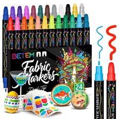 24 Colors Dual Tip Acrylic Paint Markers, Fabric Decorating Kits Premium Wate…