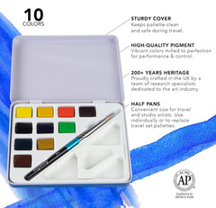 Daler-Rowney Mini Half Pan Travel Tin, 12 Piece Set, Colors May Vary
